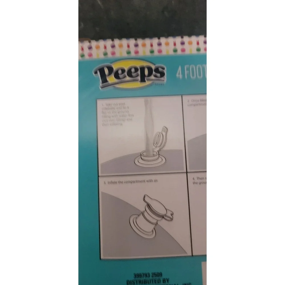 PEEPS 4'‎ Foot Inflatable Blue Yard Easter Bunny Blow-Up NWT and Sealed